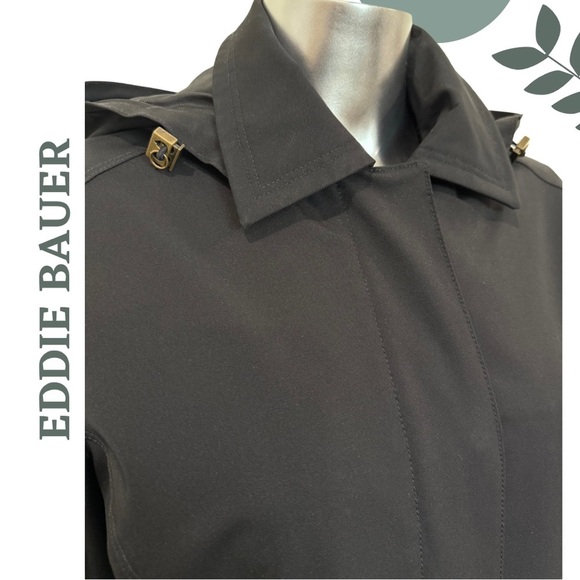 Eddie Bauer Black Hooded Trench Coat – Size Small - Picture 5 of 8